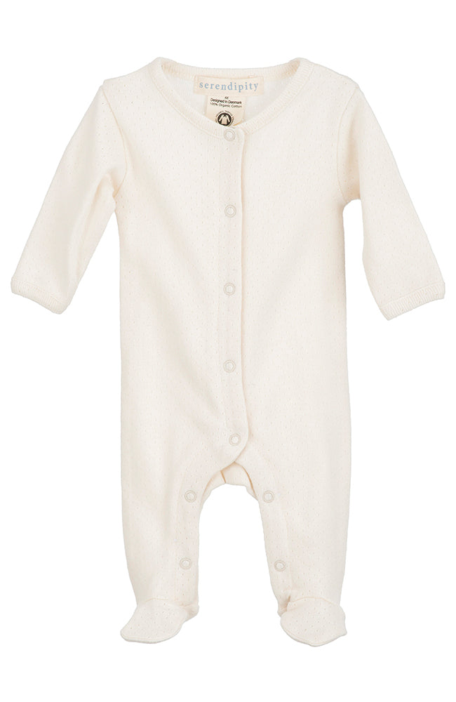 Newborn Suit w/ feet - Offwhite Pointelle Serendipity Organics Onepiece