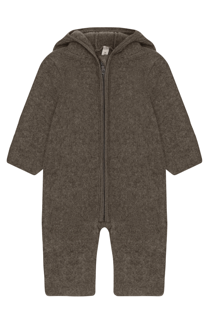 Pram Suit Ears Wool Fleece - Brown Melange HUTTEliHUT ytterkläder
