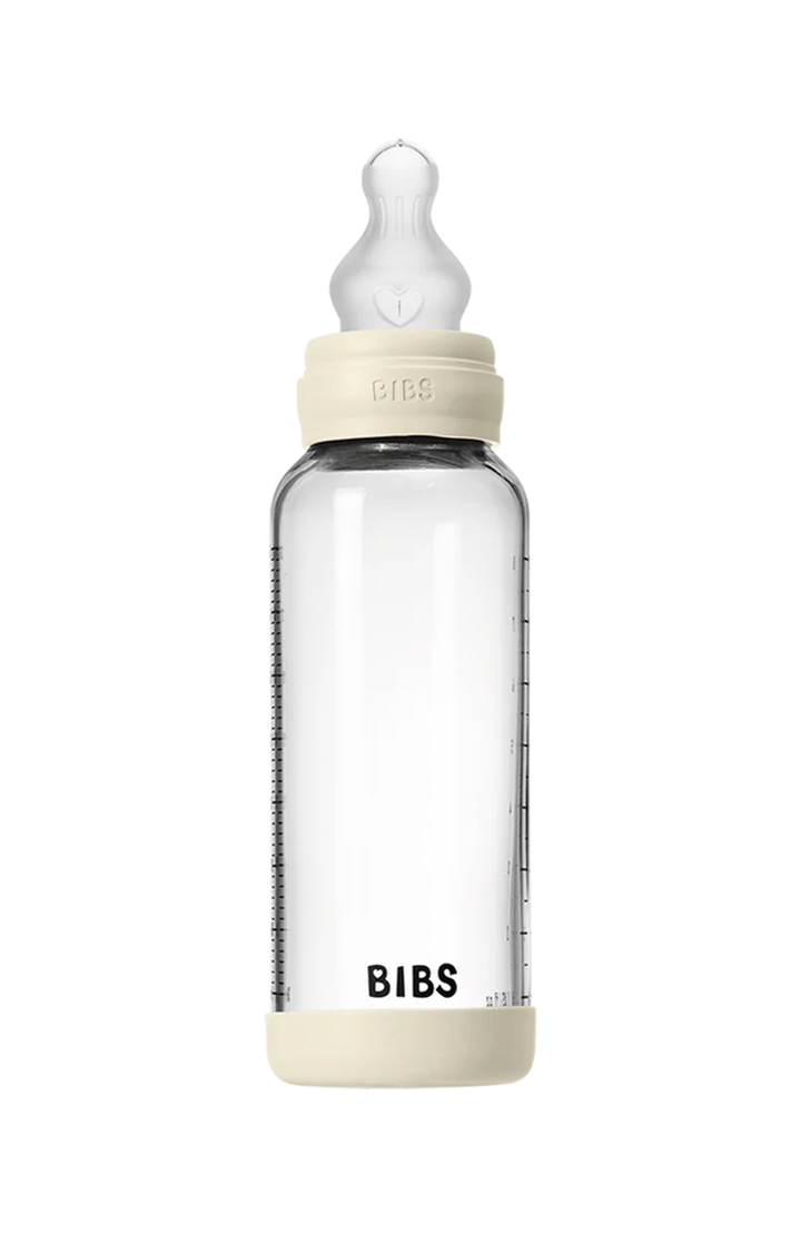 Baby Glass Bottle Set 240ml Silicone - Ivory