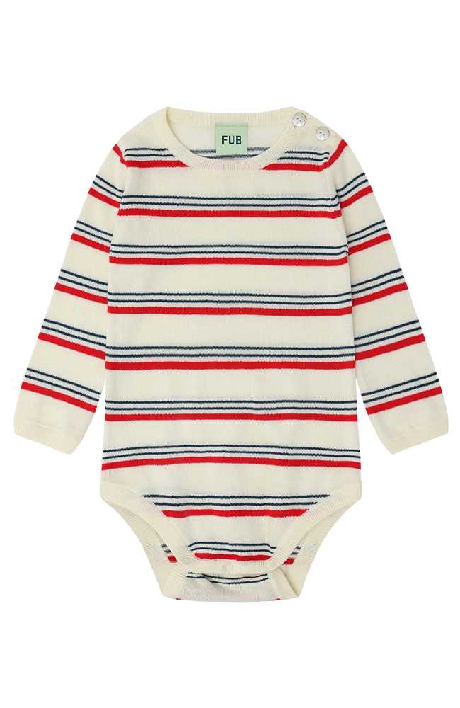 Baby Long Sleeve Bodysuit - Ecru/Red