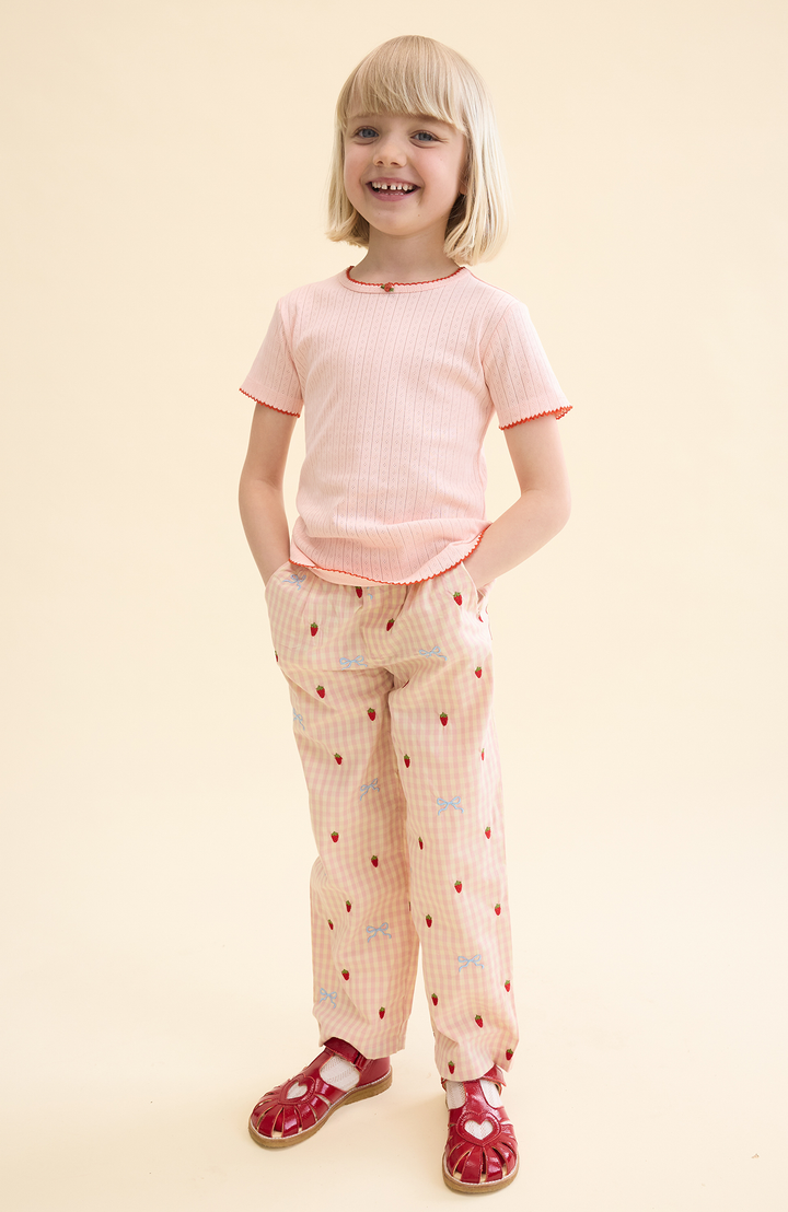 Liva SS Pointelle Blouse - Soft Rose