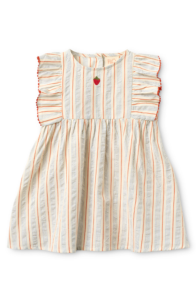 Robin Dress - Blue-tangerine Stripe Flöss Klänning