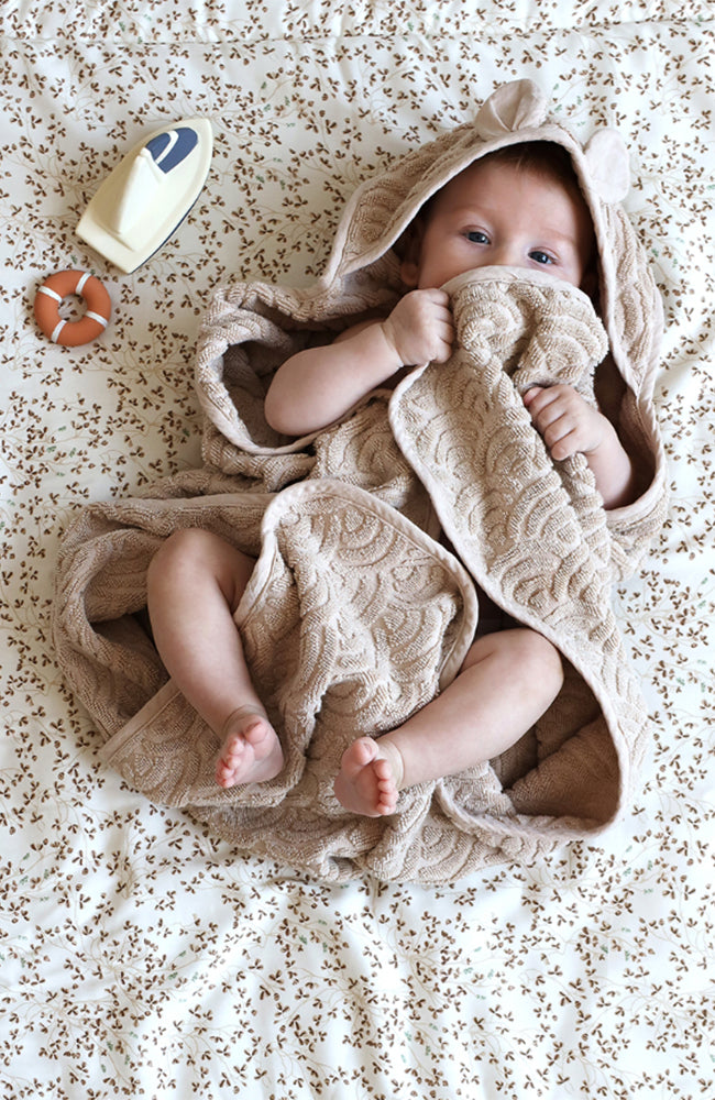 Towel Baby Hooded w/ ears - Almond CamCam Copenhagen Handduk