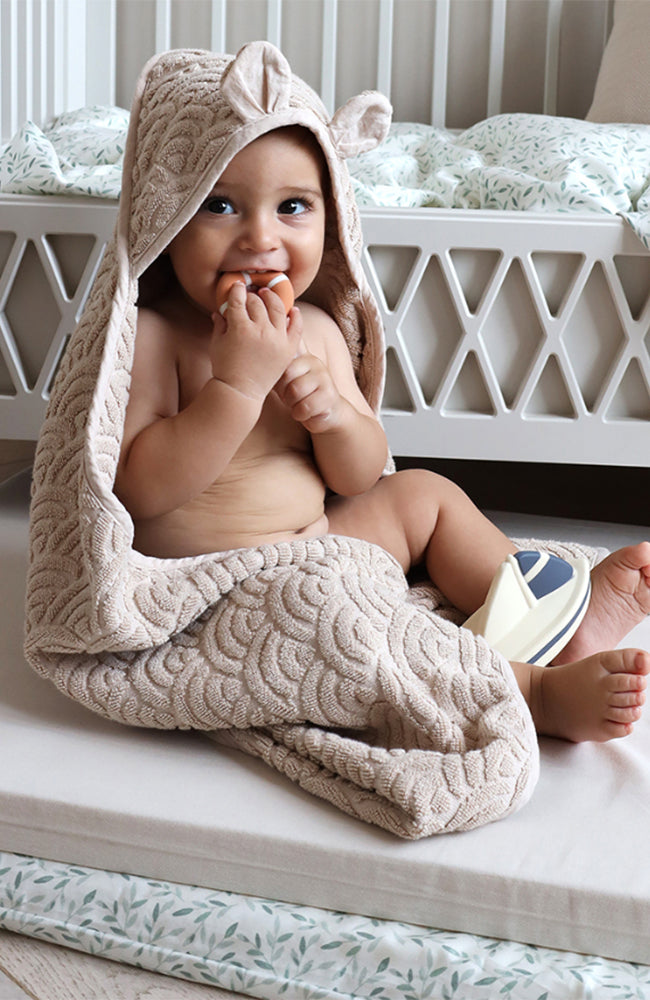 Towel Baby Hooded w/ ears - Almond CamCam Copenhagen Handduk