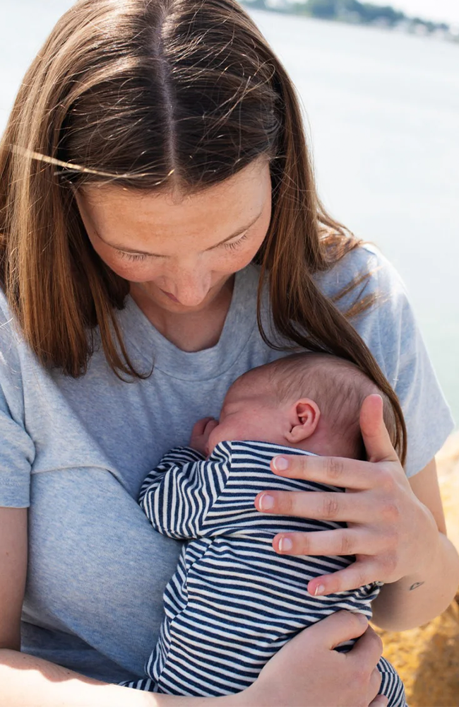 Newborn Outfit with Feet - Navy/Offwhite