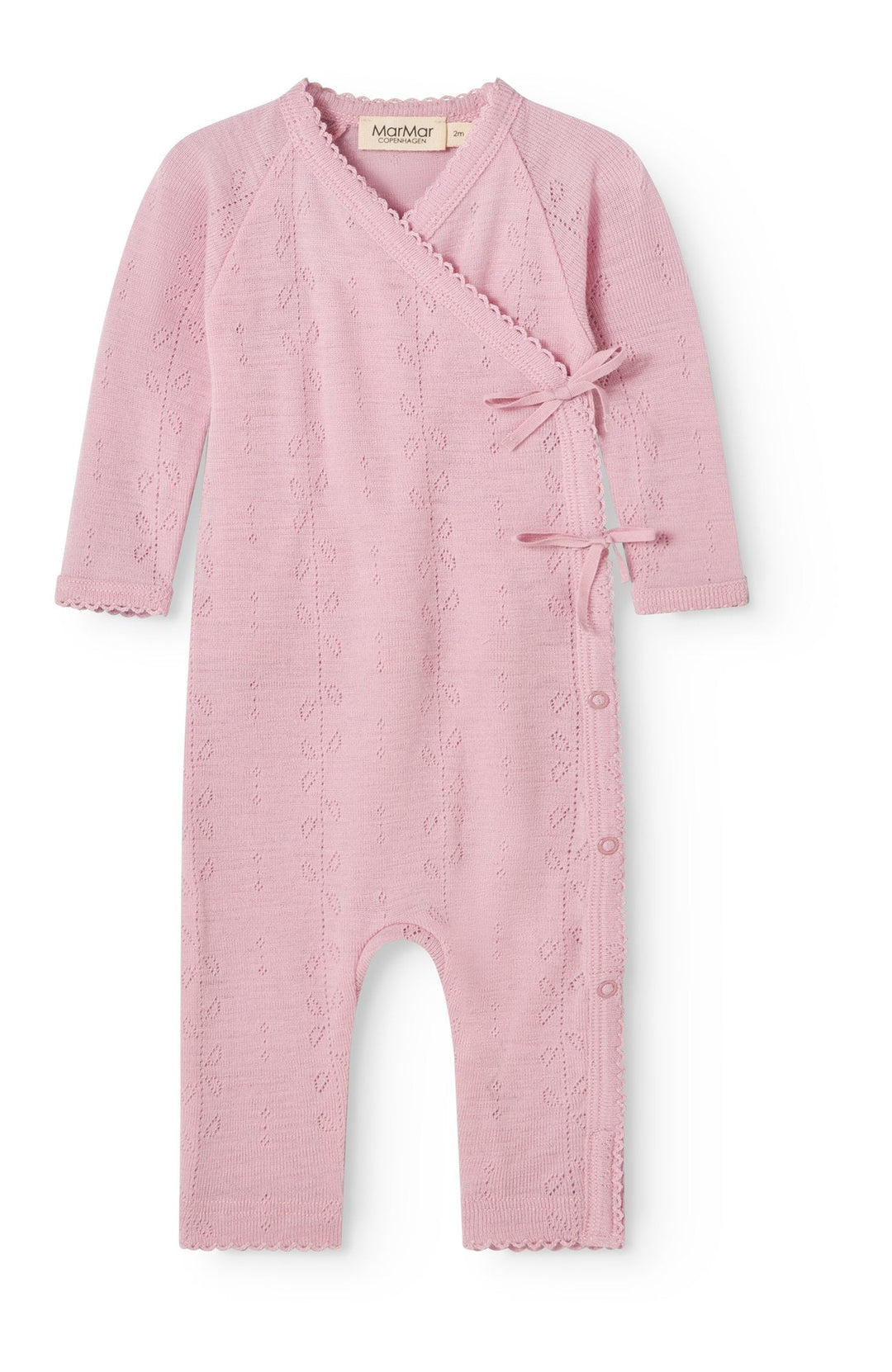Rula Wool Pointelle Romper - Soft Berry