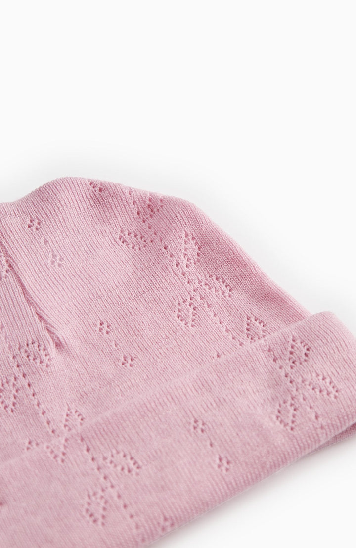 Aiko Wool Pointelle Hat - Soft Berry – detalj 3