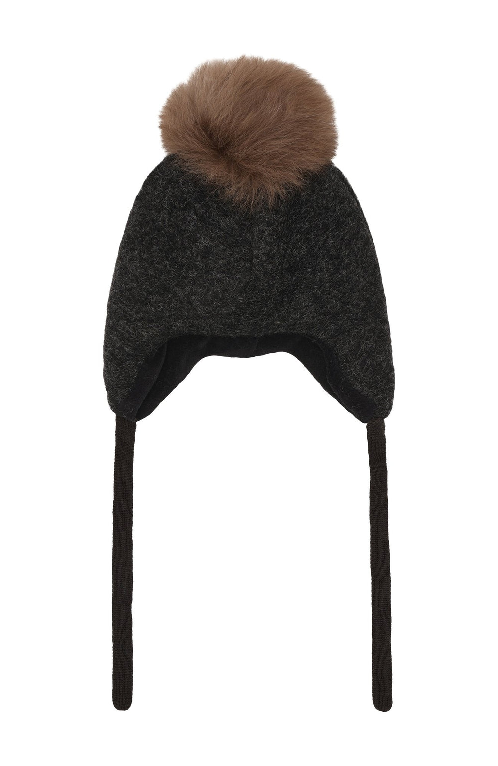 Bonnet Wool Alpaca Pompom - Dark Grey Melange