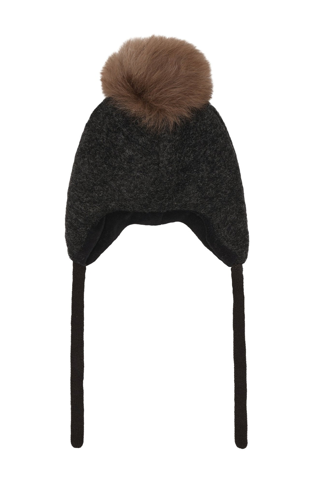 Bonnet Wool Alpaca Pompom - Dark Grey Melange
