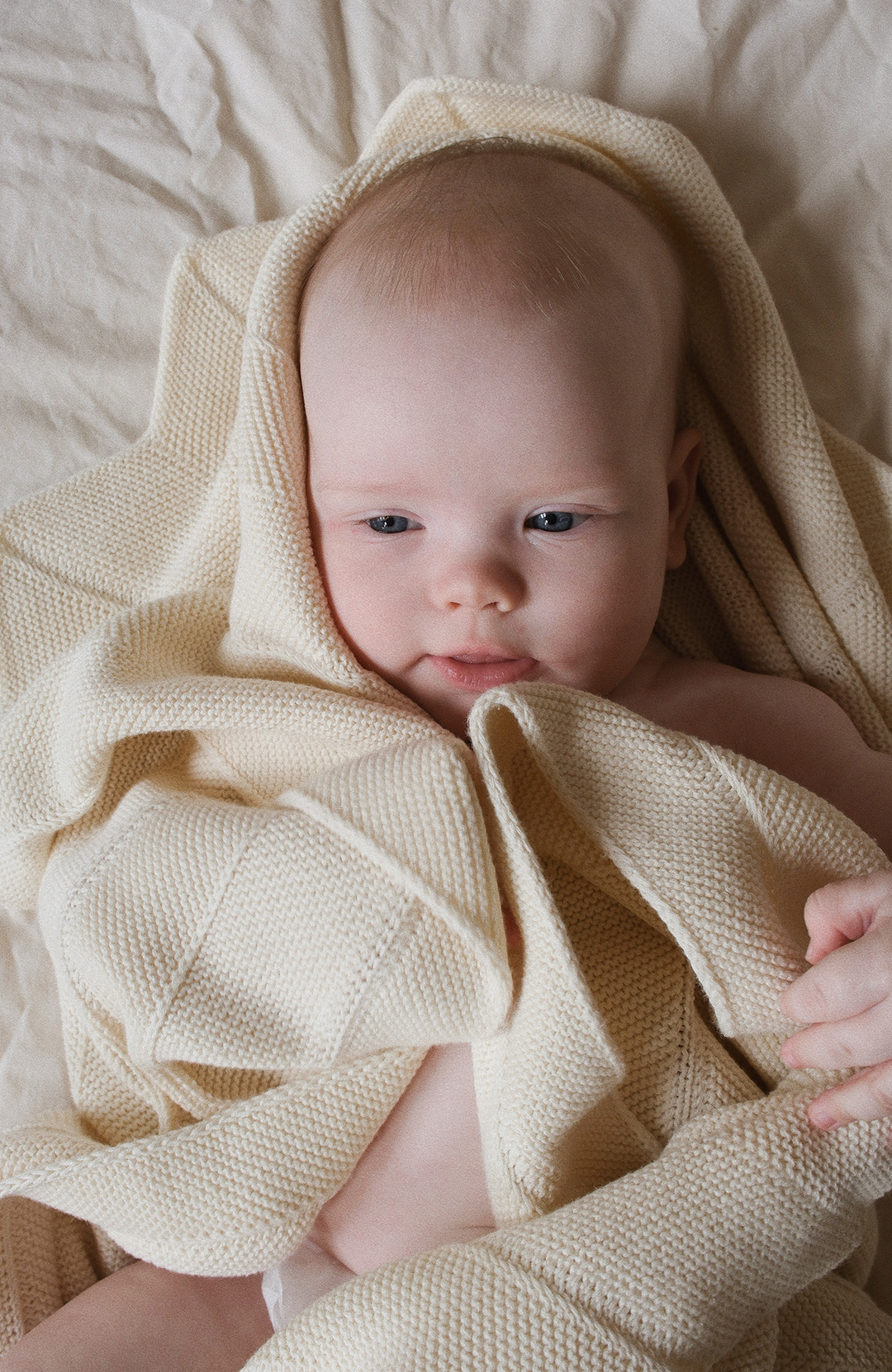 Chevron Knit Blanket - Off White Poppedi Filt