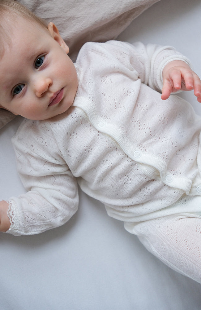 Wool/Silk Onepiece w/ Lace - Nature white Joha Onepiece