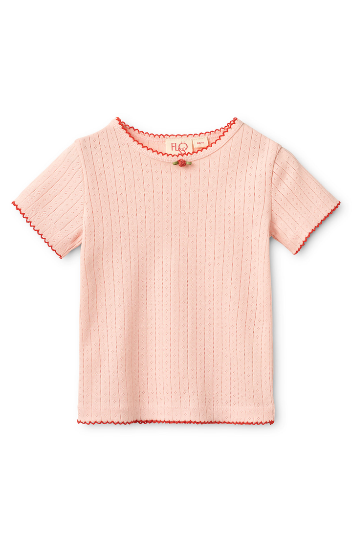 Liva SS Pointelle Blouse - Soft Rose