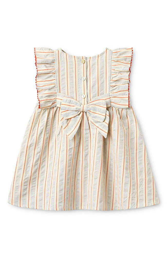 Robin Dress - Blue-tangerine Stripe Flöss Klänning