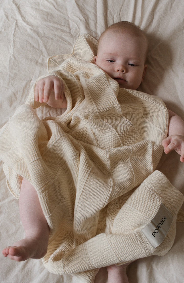 Chevron Knit Blanket - Off White Poppedi Filt