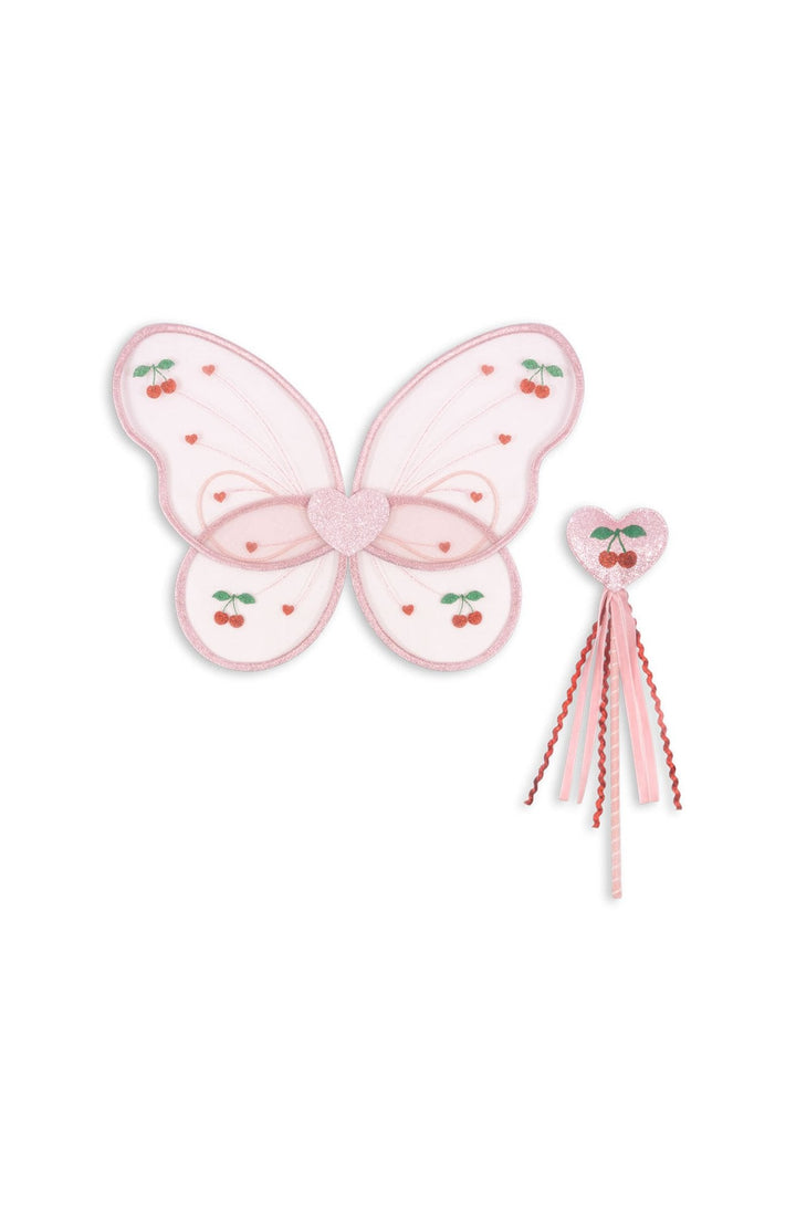 Älvdräkt från Konges Slöjd i Mellow Rose med fjärilsvingar och trollstav