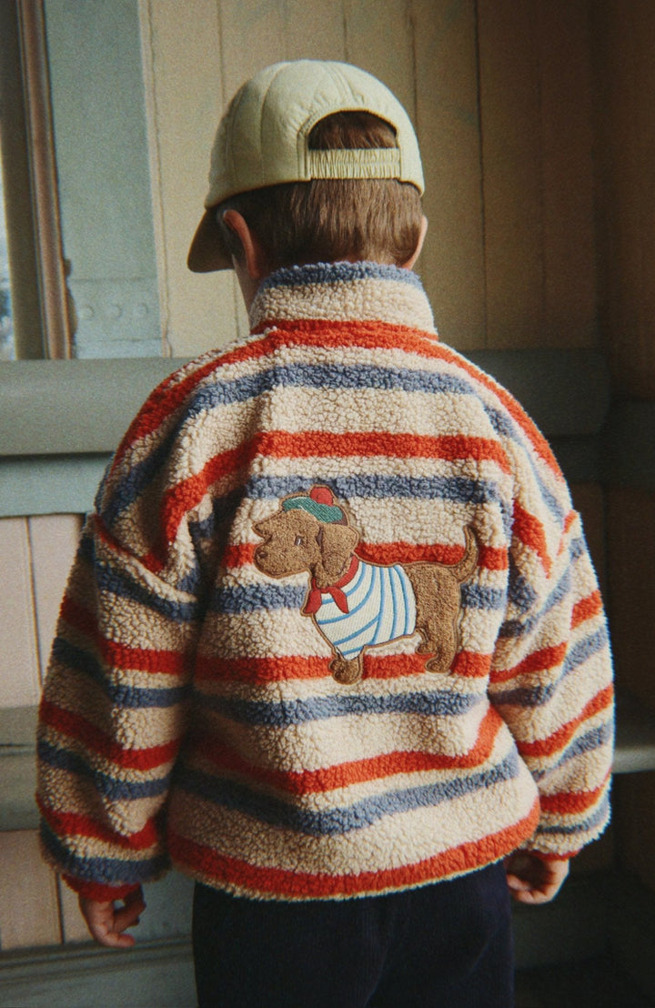 Jody Embroidery Teddy Jacket - Tangerine Stripe Konges Slöjd Jacka