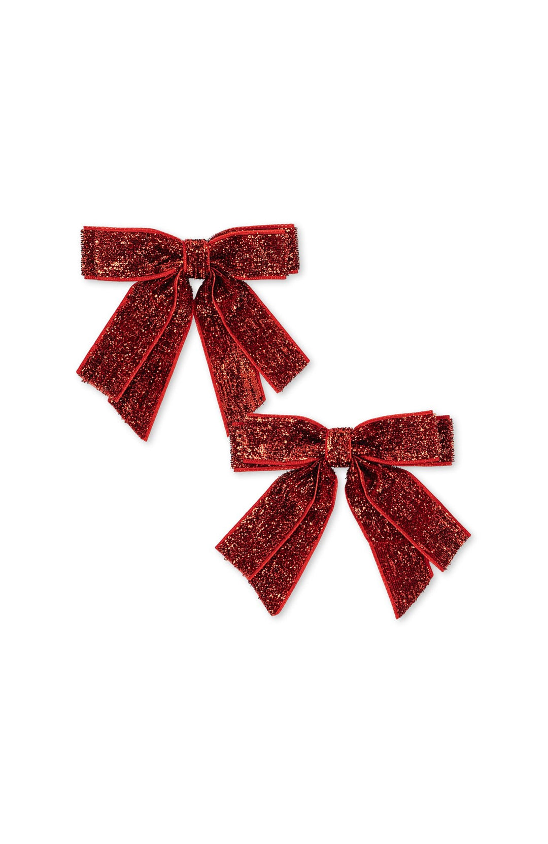 Velvet Double Bow-hårspännena i Red Glitter, framsida