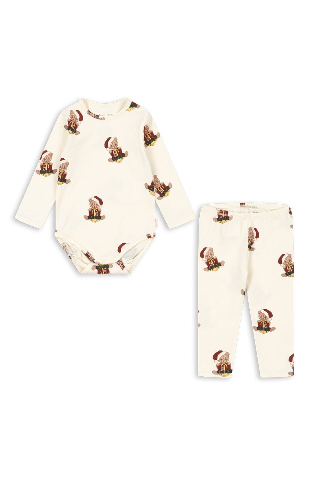 Basic body och byxor i ekologisk bomull från Konges Slöjd, Teddy Bear med tomtenallar