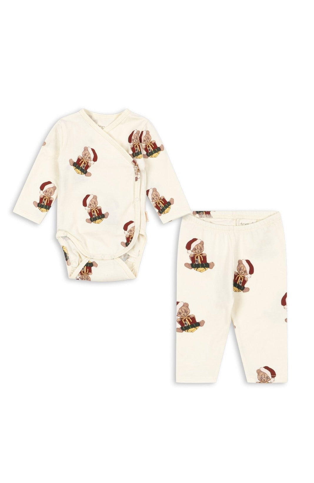 Basic newbornset med omlottbody och byxor i ekologisk bomull från Konges Slöjd, Teddy Bear