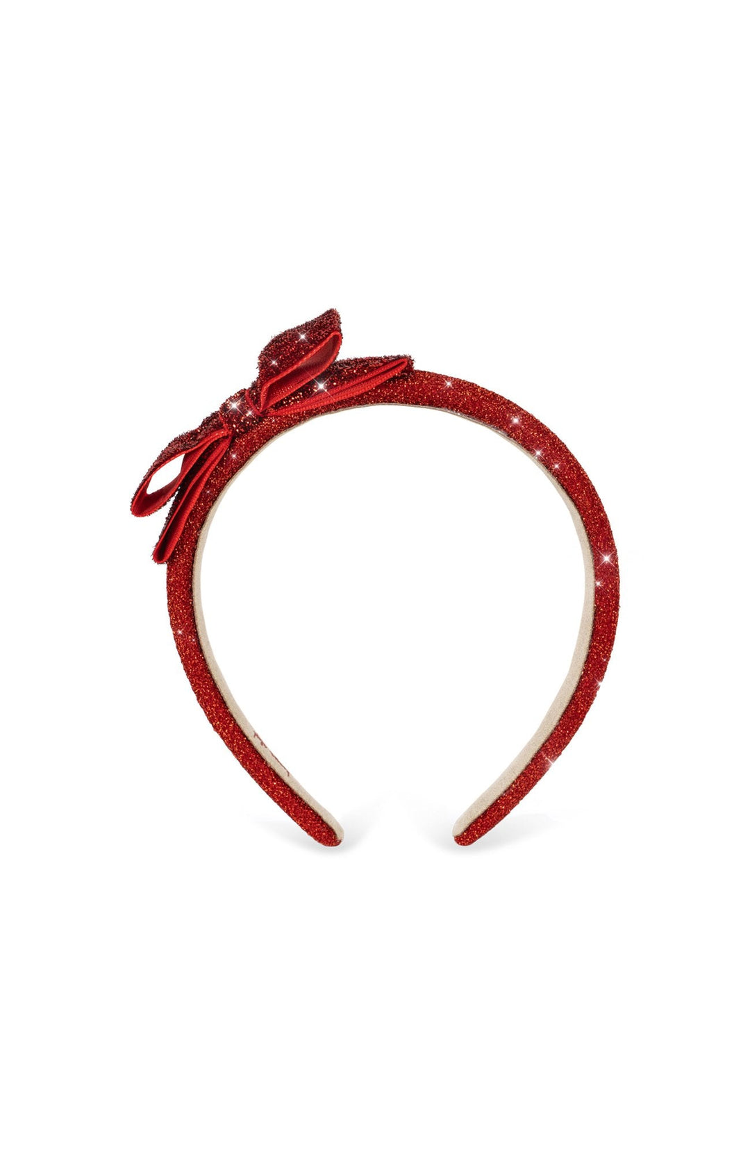 Velvet Bow-diadem från Konges Slöjd i Red Glitter med rosett