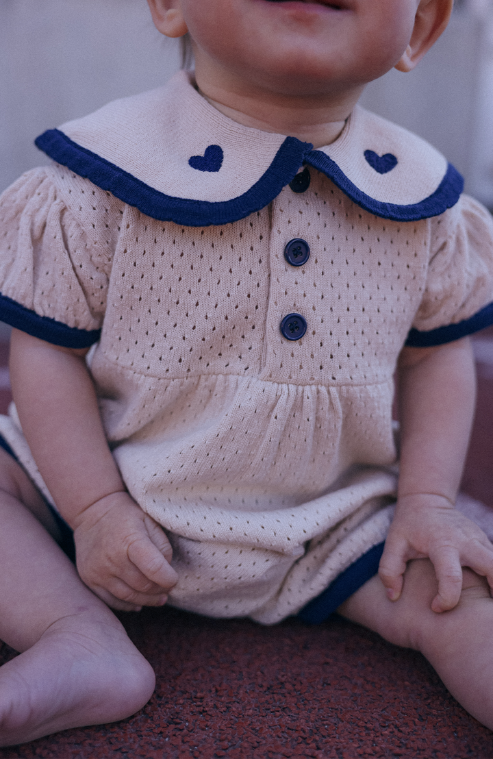 League Sail Romper - Sand/Navy Poppedi Romper