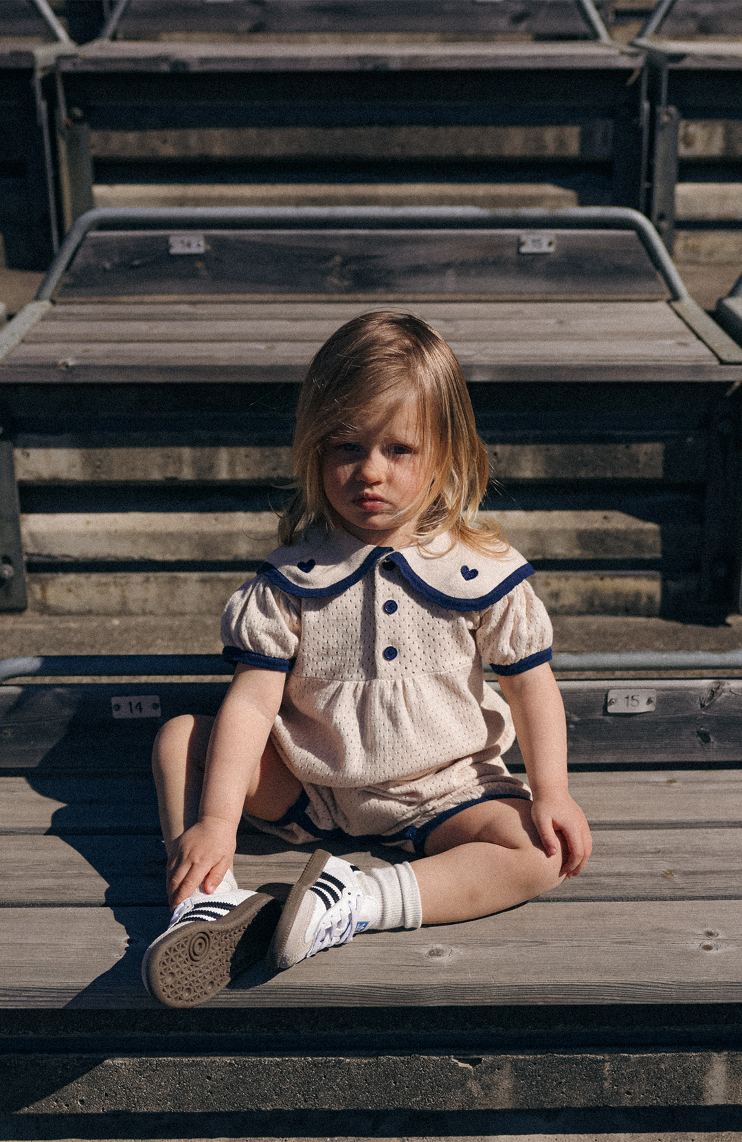 League Sail Romper - Sand/Navy Poppedi Romper