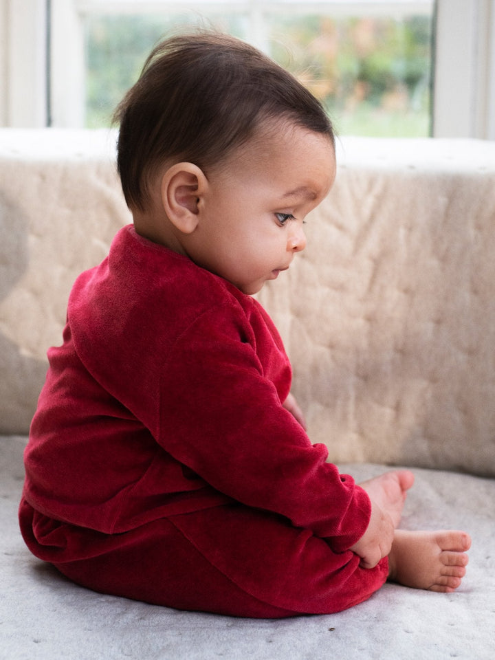Baby Velour Jacket - Ruby – detalj 1