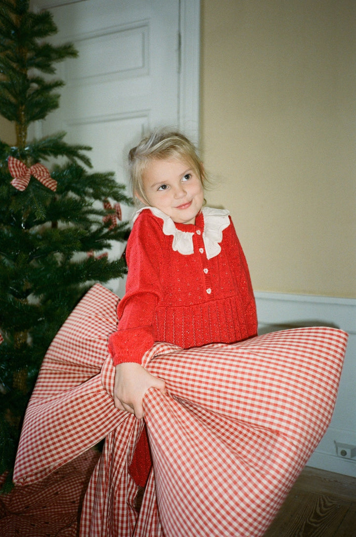 Dora Dress - Poppy Red Glitter Flöss Klänning