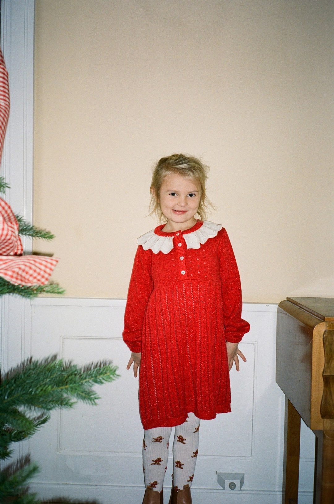 Dora Dress - Poppy Red Glitter Flöss Klänning