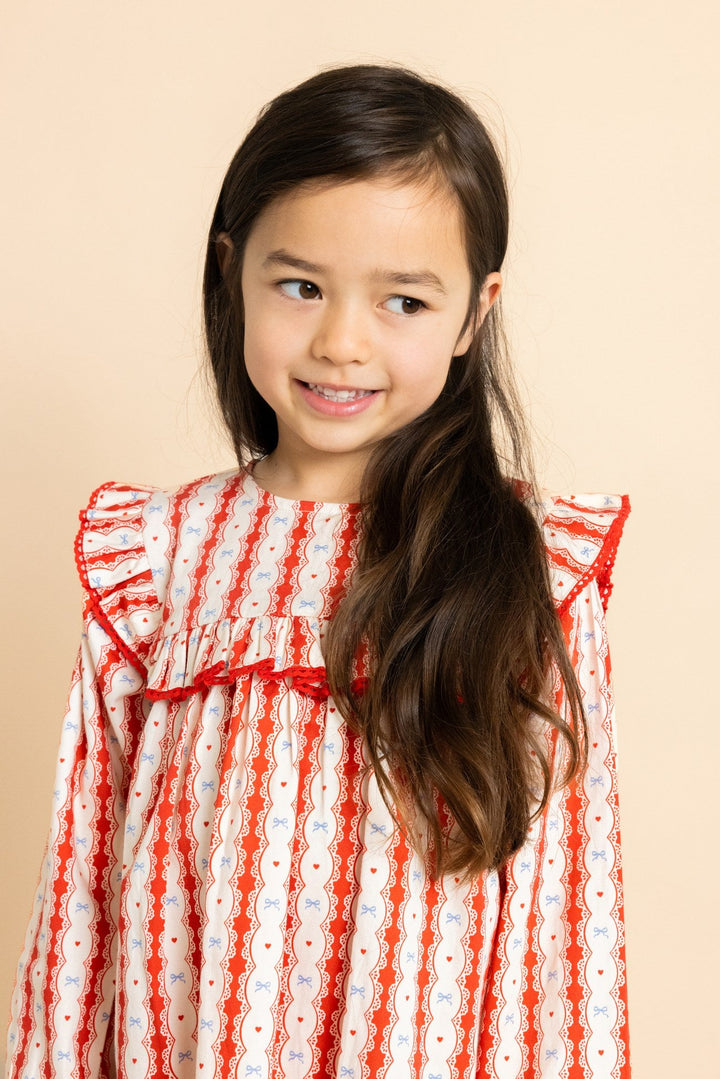 Joy Dress - Lace Stripe Flöss Klänning