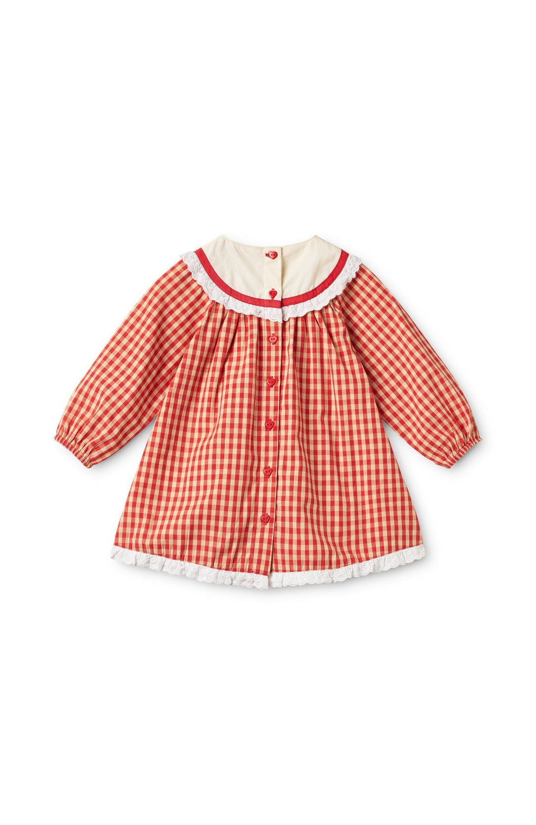 Lucia Dress - Poppy Red Gingham Flöss Klänning