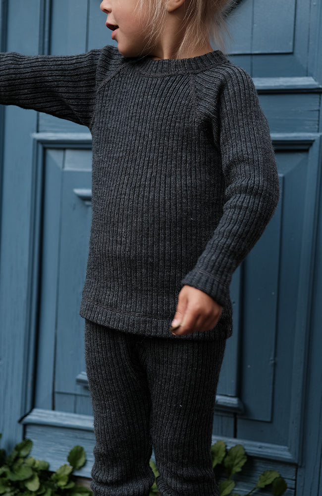 Wool Pants - Grey Melange Joha Leggings