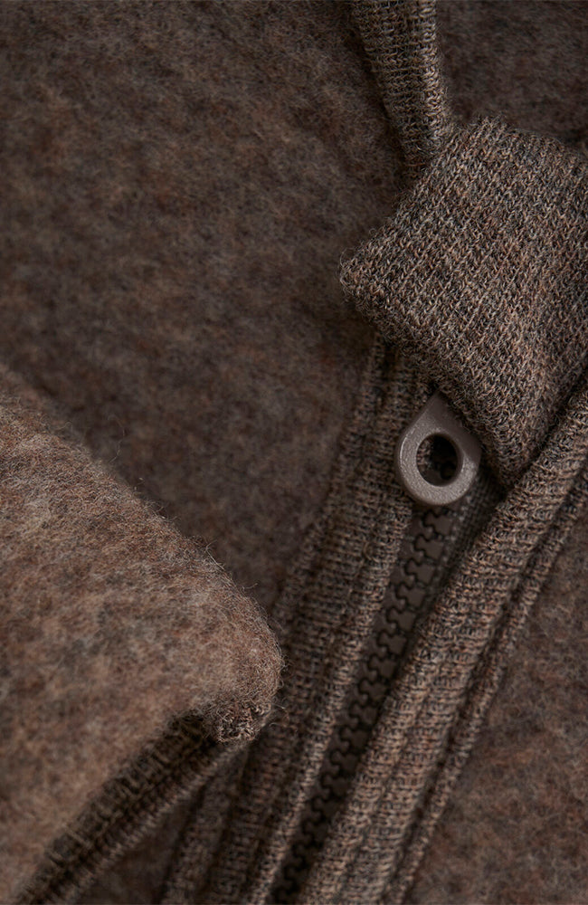 Pram Suit Ears Wool Fleece - Brown Melange HUTTEliHUT ytterkläder