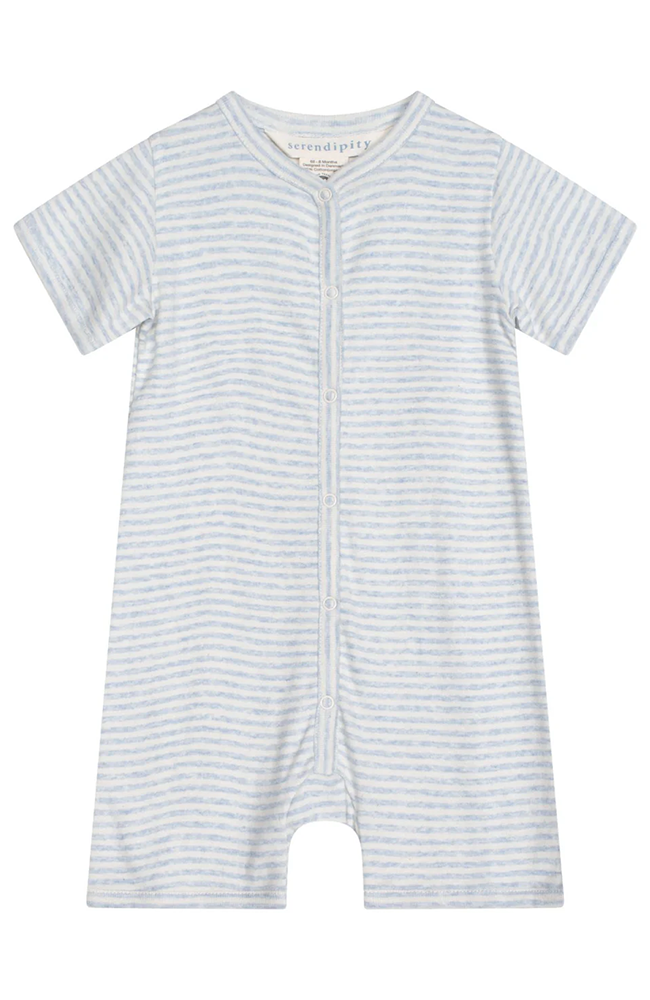 Baby Short Suit Stripe - Mist/Offwhite Serendipity Organics Onepiece