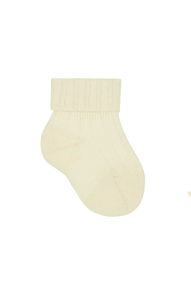 Rib Socks w/ Double-folded cuff - Cream Condor Strumpor