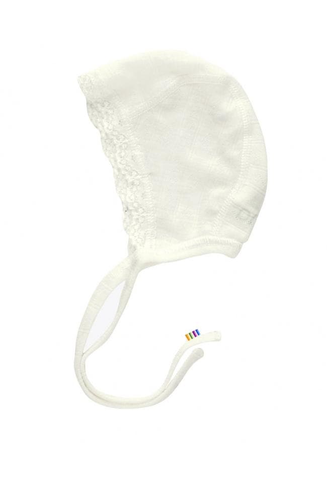 Wool/Silk Helmet w/ Lace - Nature white Joha mössa
