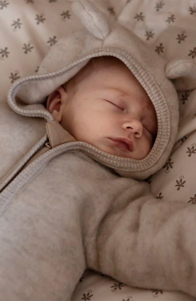 Pram Suit Ears Wool Fleece - Camel Melange HUTTEliHUT ytterkläder